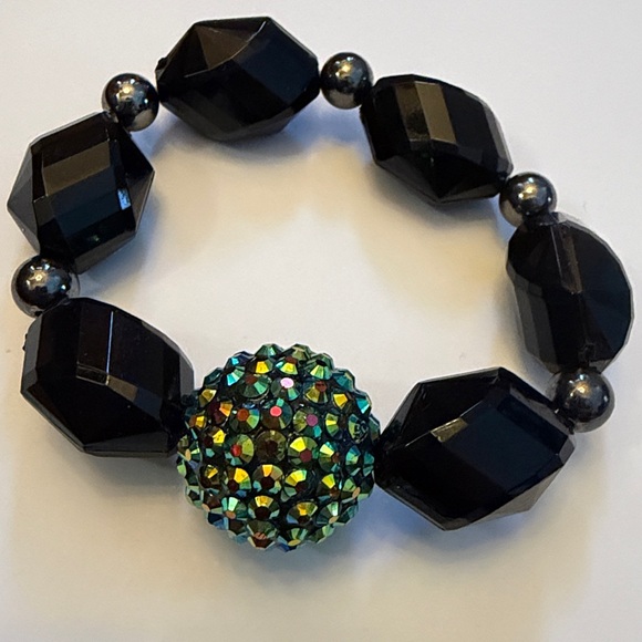 Elegant Black Beaded Bracelet Set of 2 - Picture 3 of 4